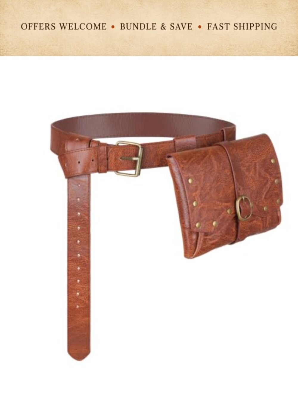 Renaissance Medieval Belt Pouch Set Faux Leather Viking Costume Accessory